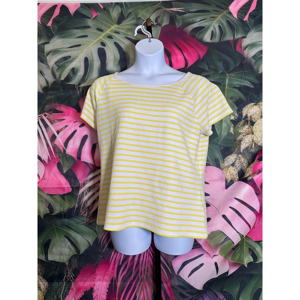 Jaclyn Smith XL yellow and white striped tee
